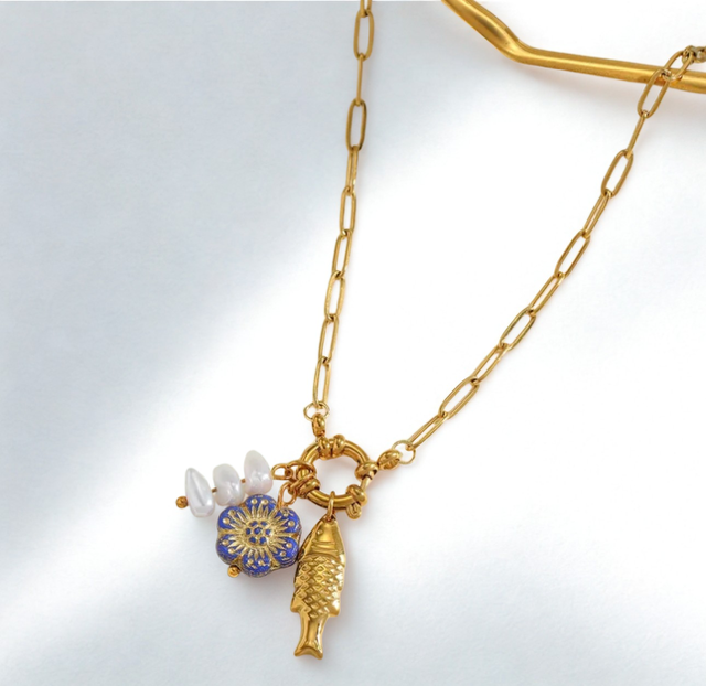 Fish Necklace with Pearl