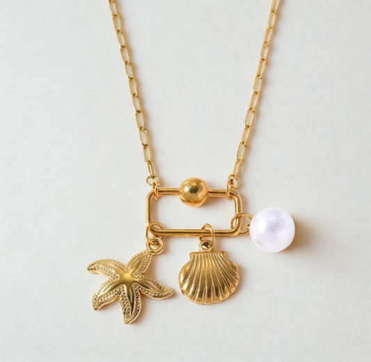 Starfish, Seashell and Pearl Necklace