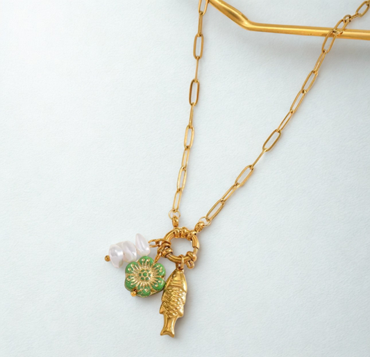 Fish Necklace with Pearl